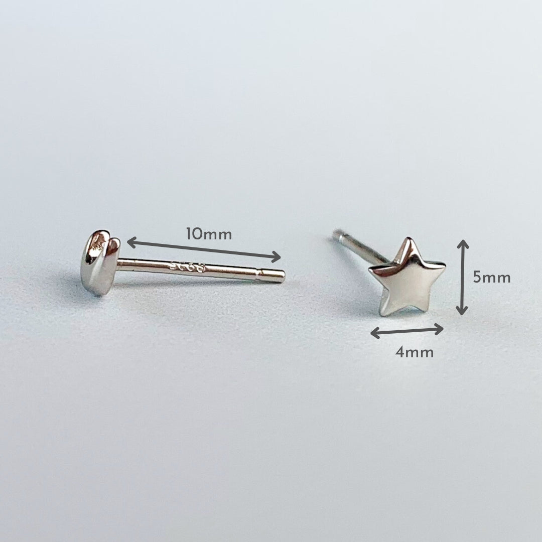 Moon and Star Stud Earrings