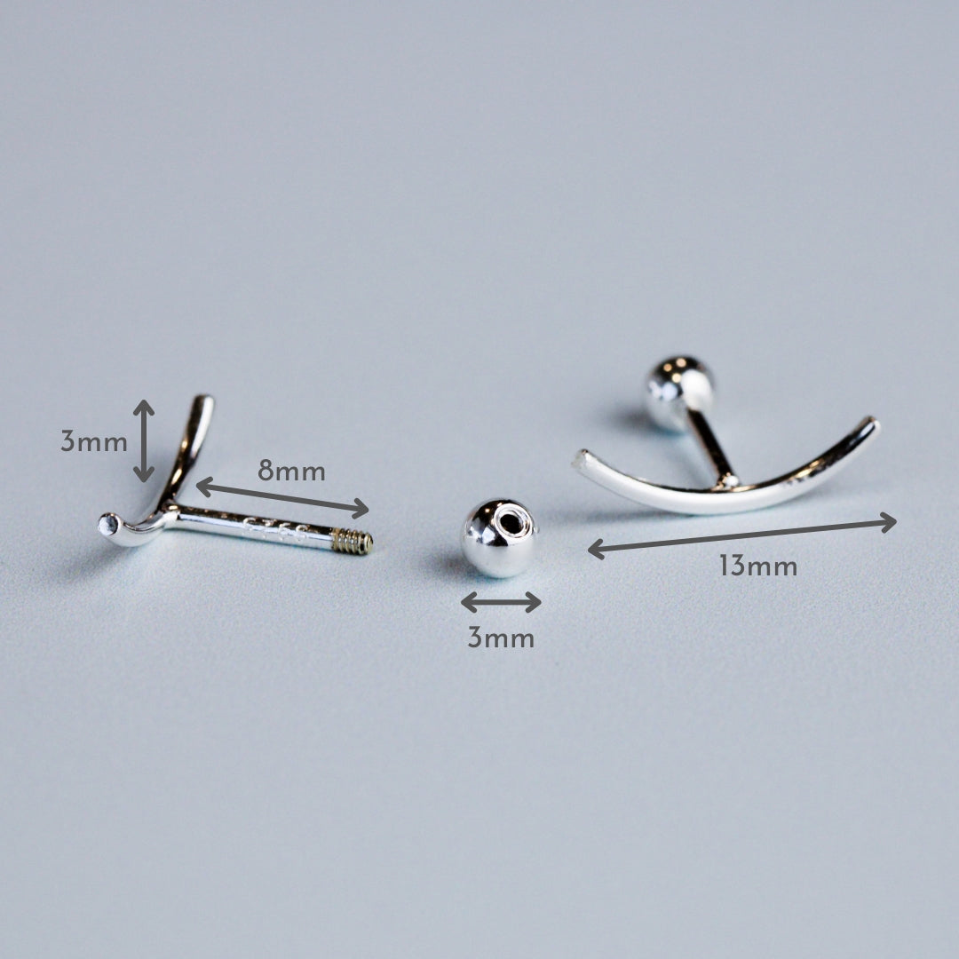 Curve Screw Back Stud Earrings