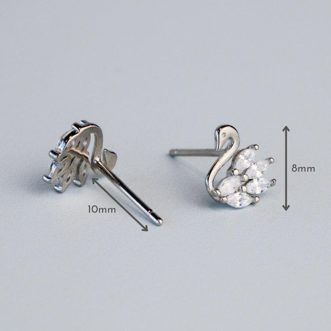 White Crystal Swan Earrings