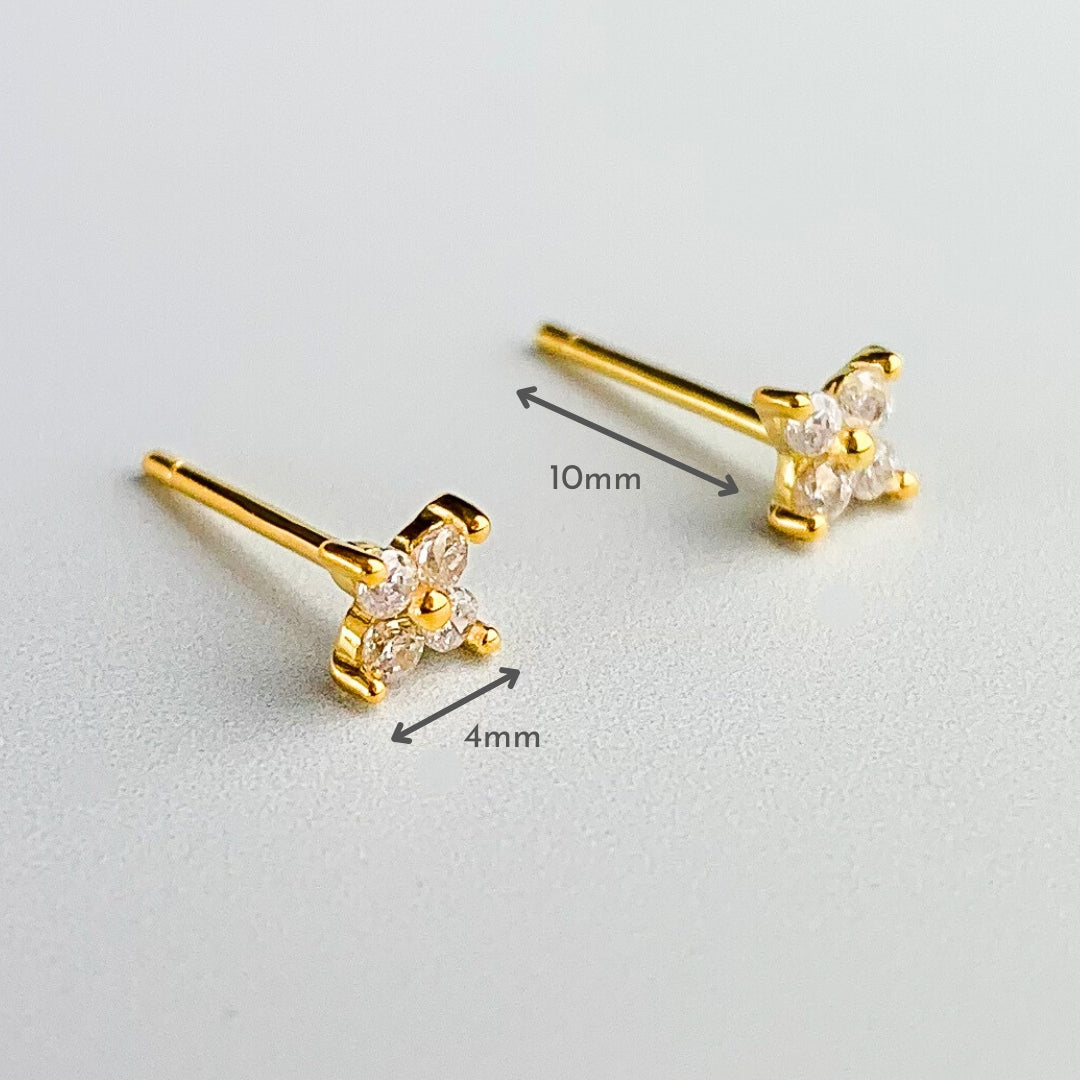 Four Crystal Stud Earrings
