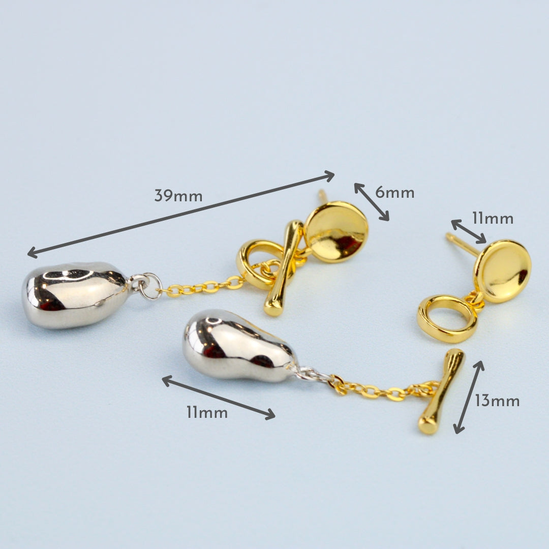 Mixed Metal Abstract Dangle Earrings
