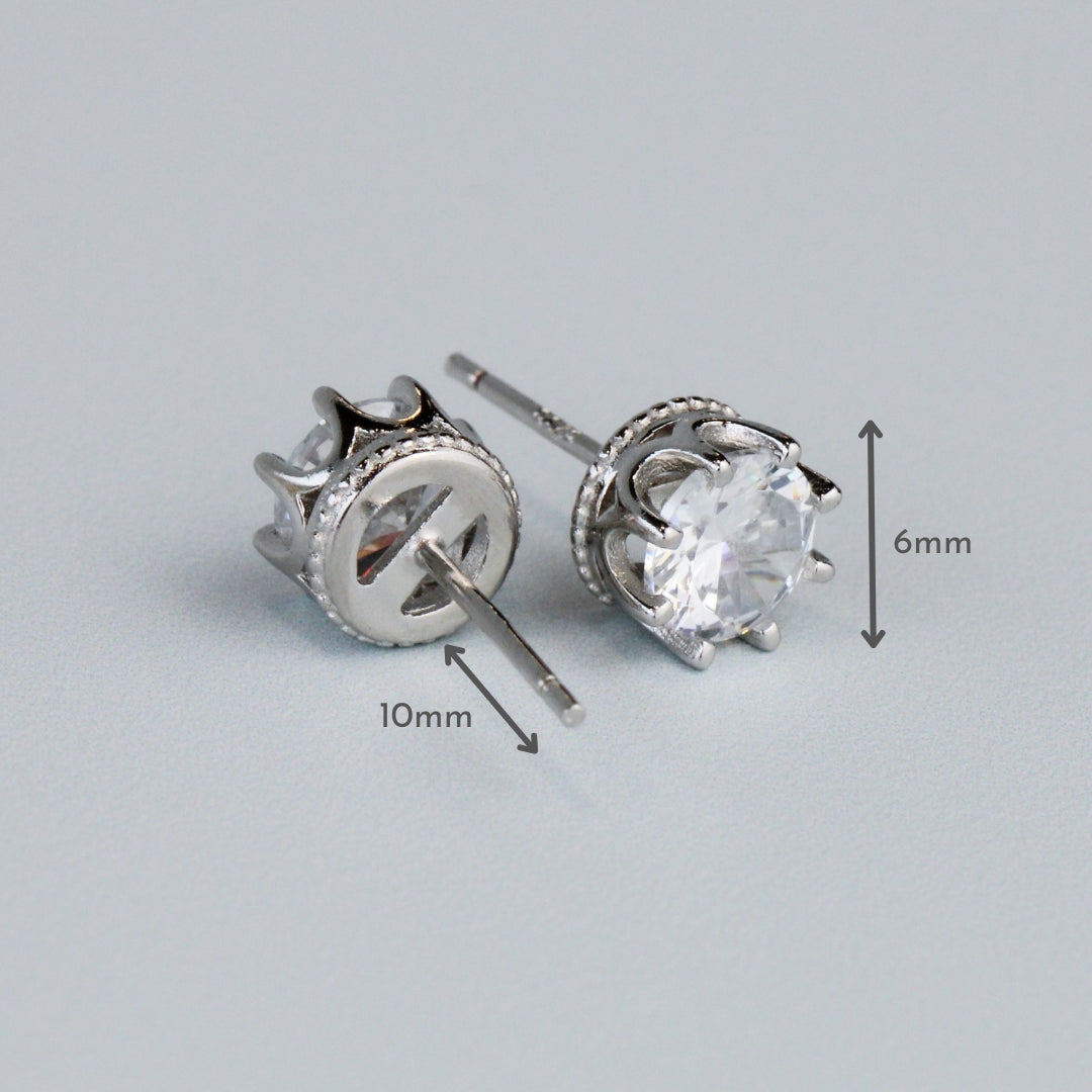White Crystal Stud Earrings