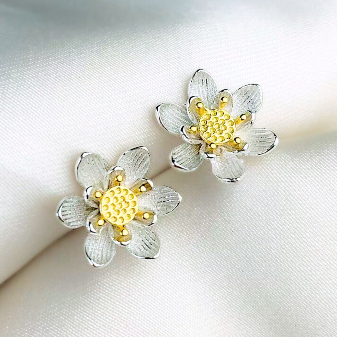 Magnolia Flower Stud Earrings