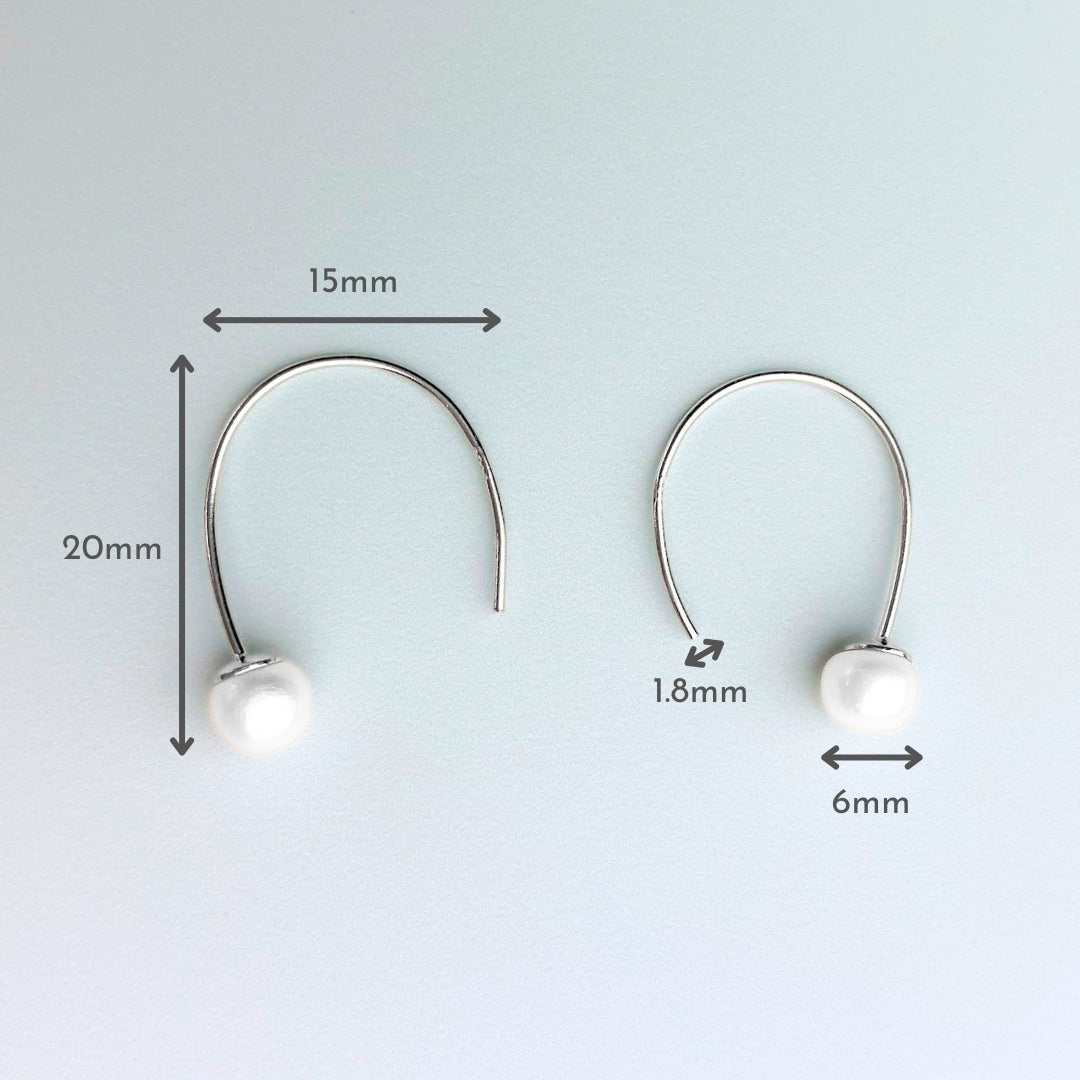 Pearl Drop Open Hoop Earrings