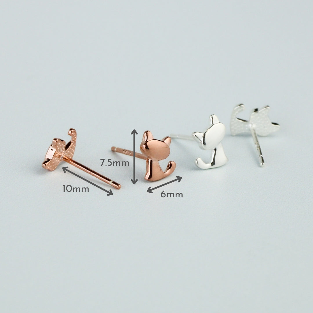 Tiny Cat Silhouette Stud Earrings