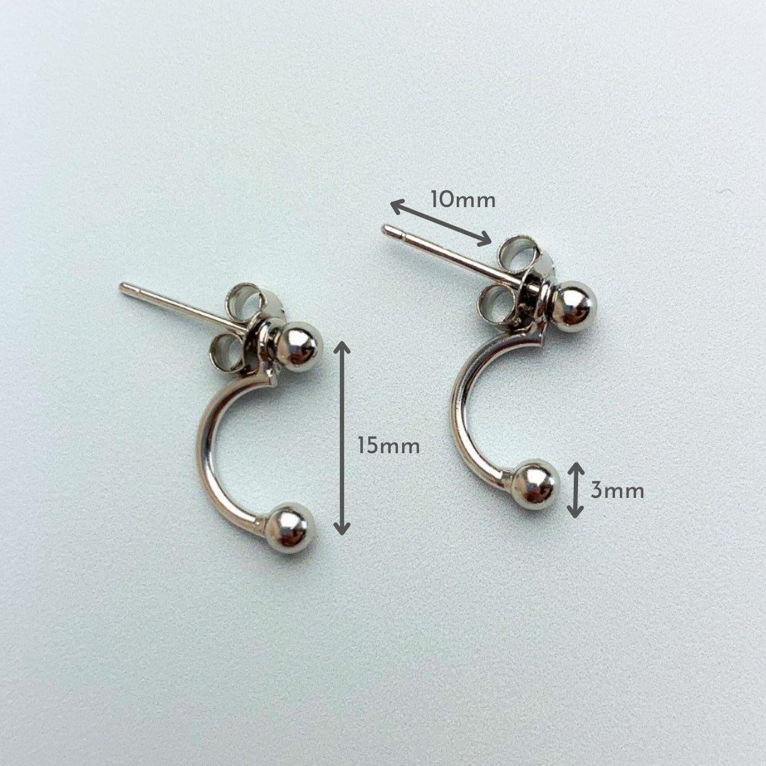 Silver Ball Ear Jacket Earrings