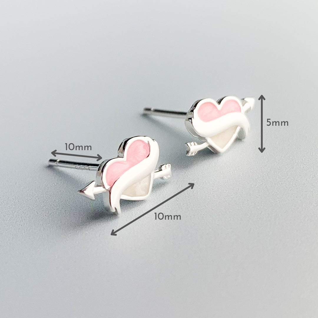 Cupid's Arrow and Heart Stud Earrings