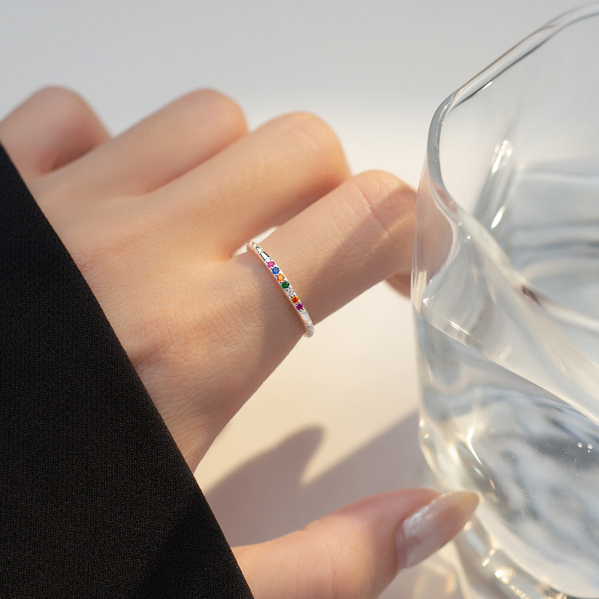 Colourful Crystal Adjustable Ring