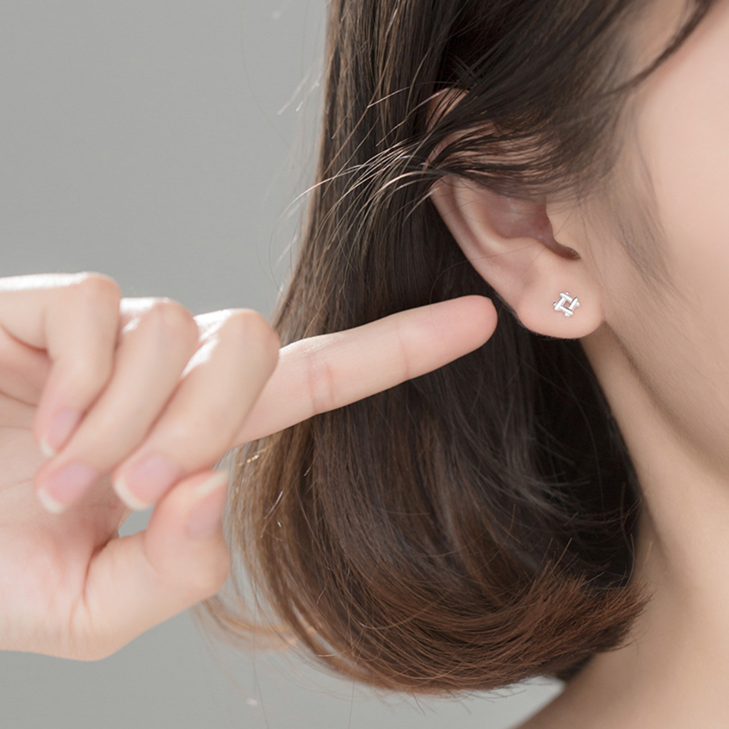 Crosshatch Square Stud Earrings