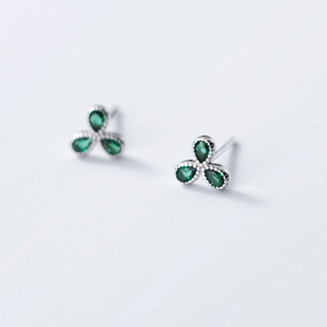 Green Crystal Stud Earrings