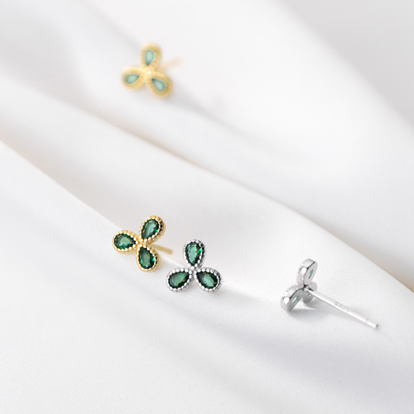 Green Crystal Stud Earrings