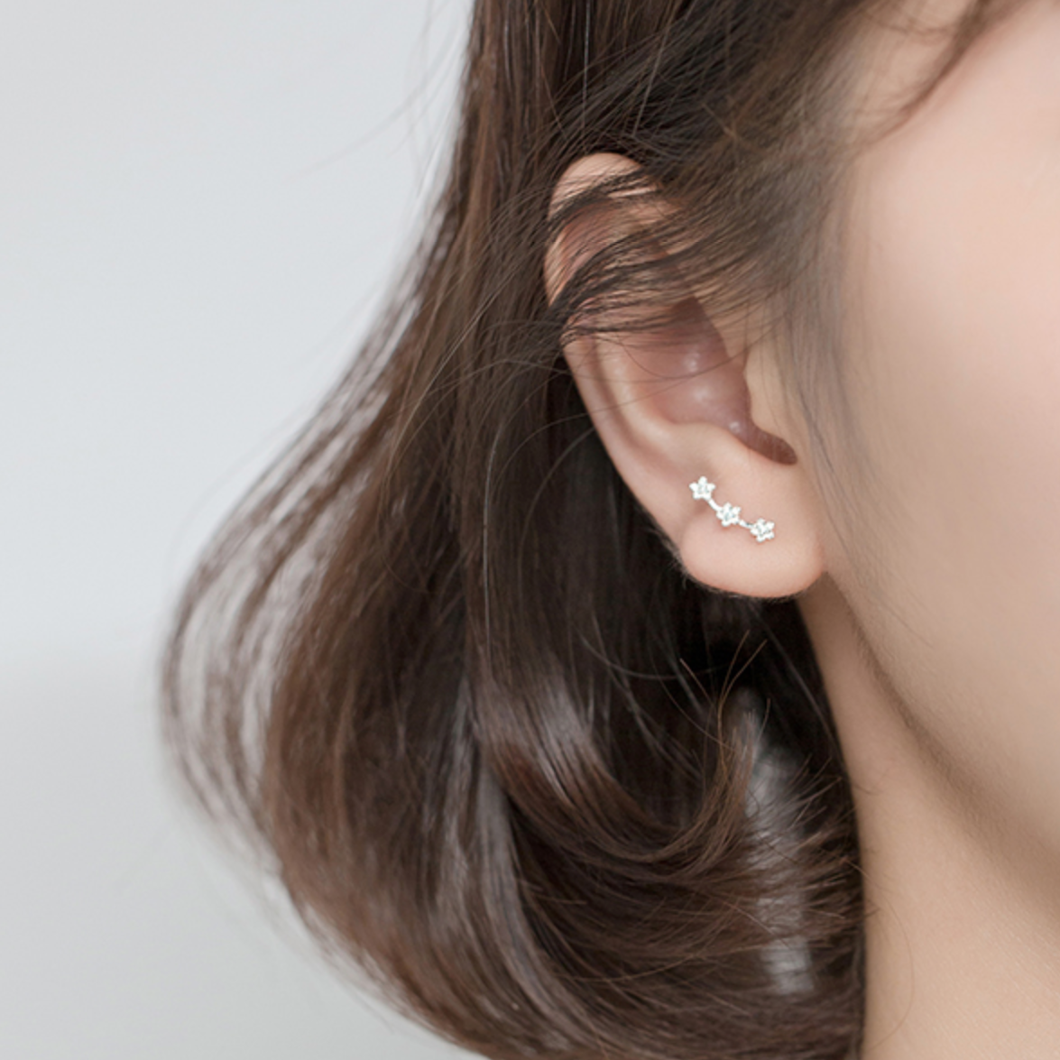 Tiny Flower Ear Climber Stud Earrings
