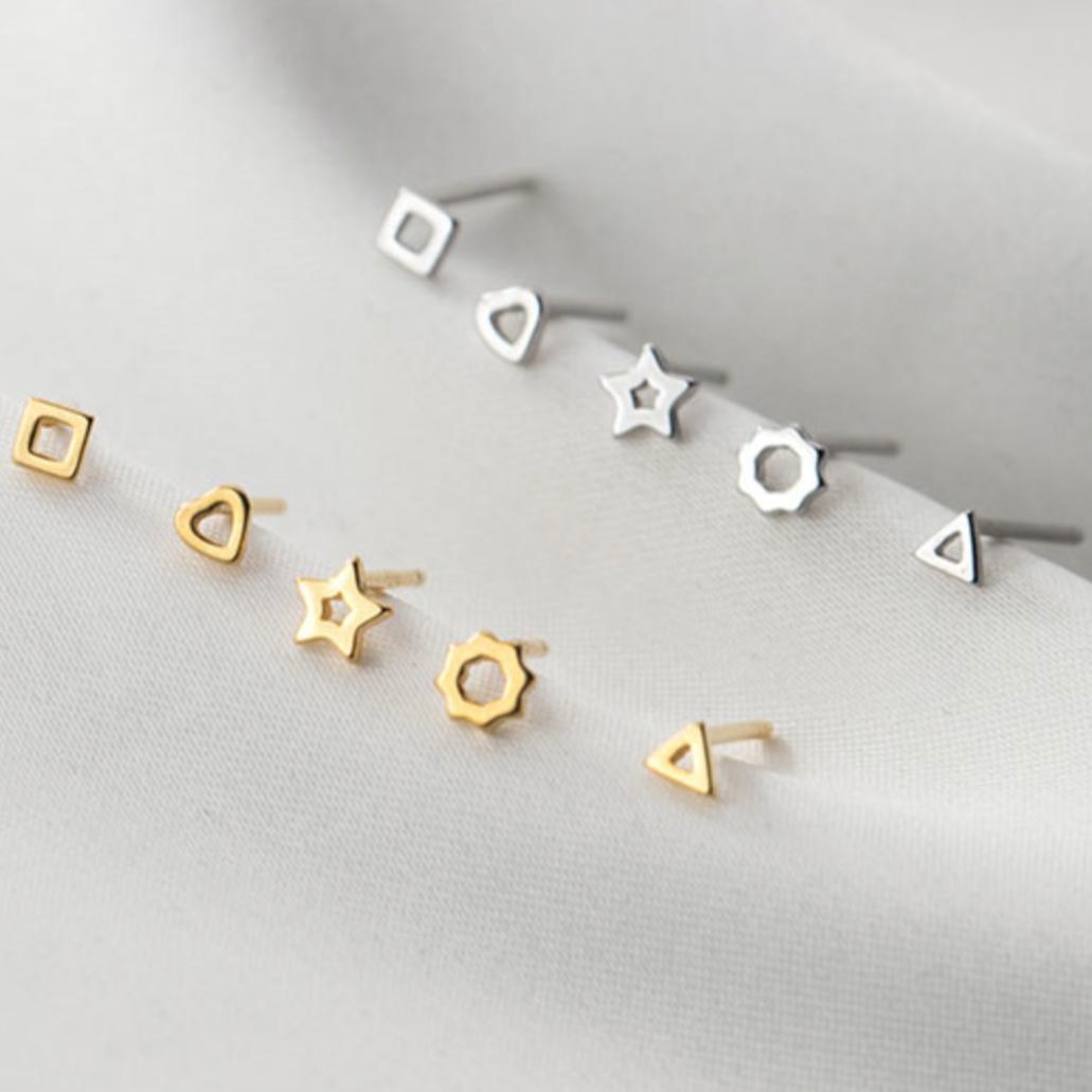 Tiny Geometric Symbol Stud Earrings