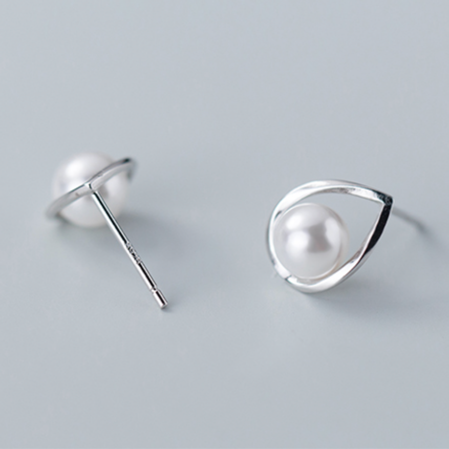 Pearl Teardrop Stud Earrings