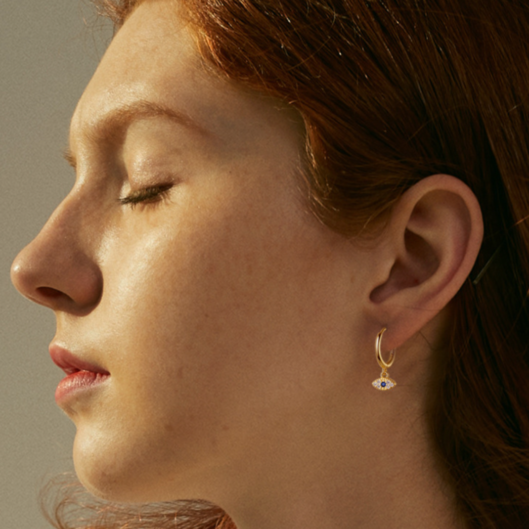 Eye Charm Hoop Earrings