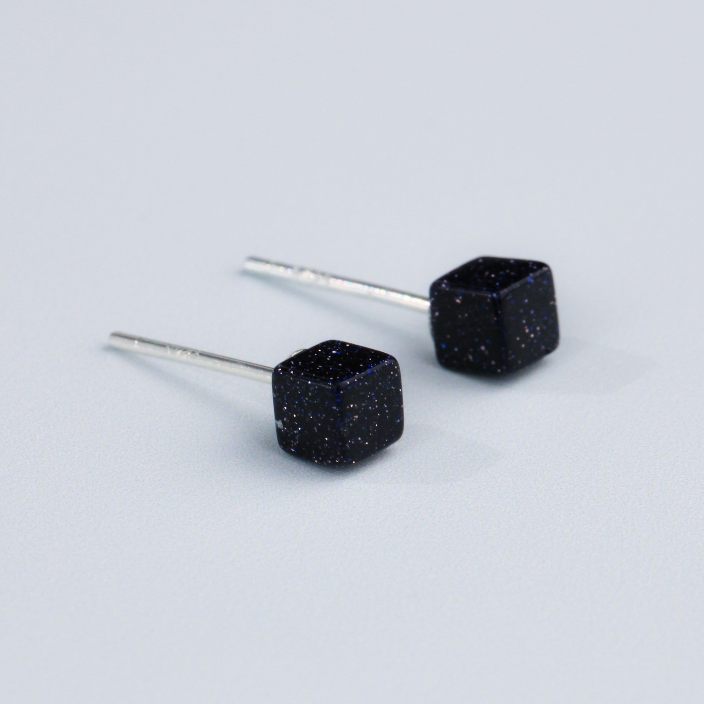 Purple Shimmer Cube Stud Earrings