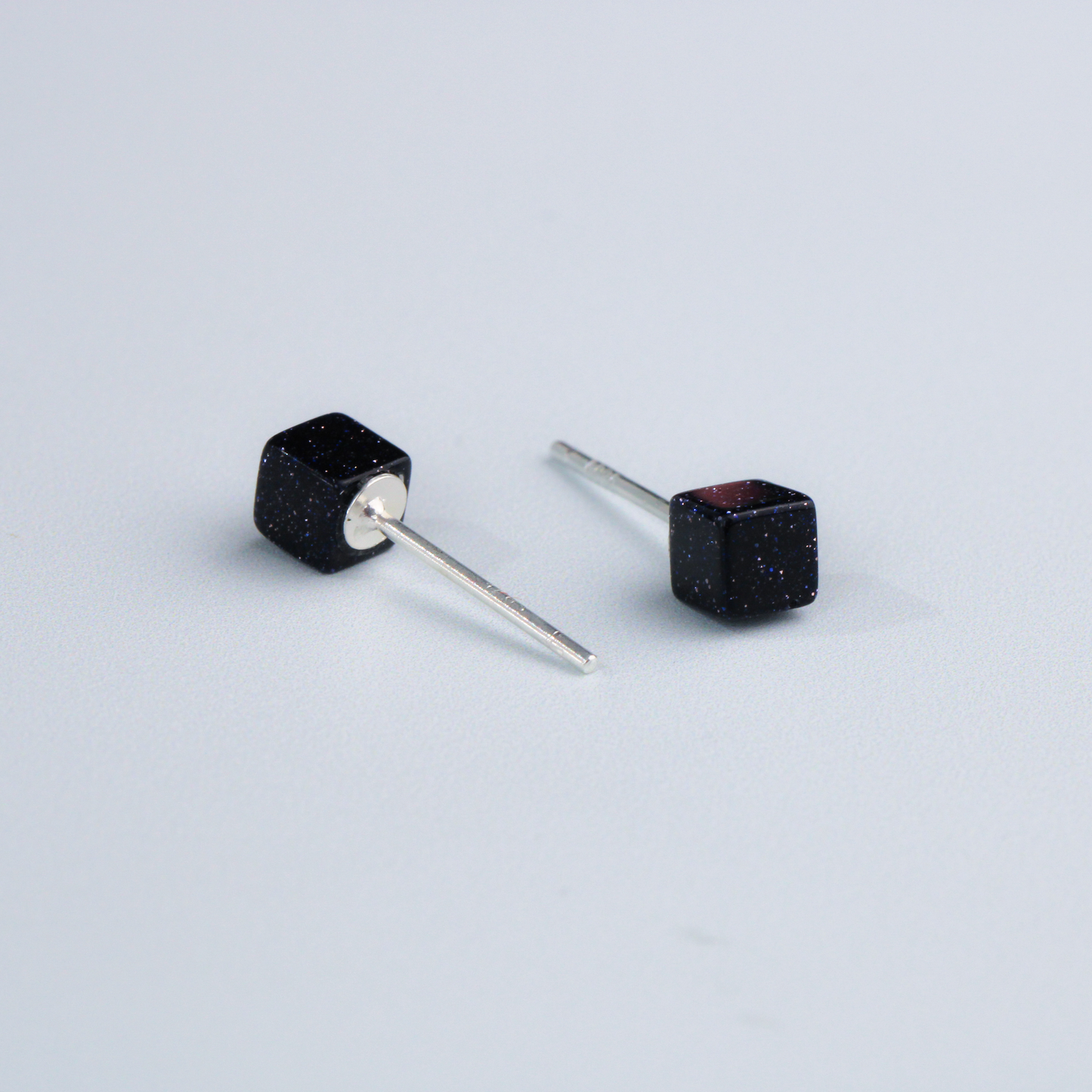 Purple Shimmer Cube Stud Earrings