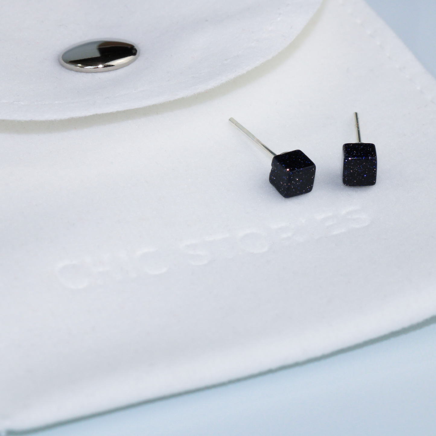 Purple Shimmer Cube Stud Earrings