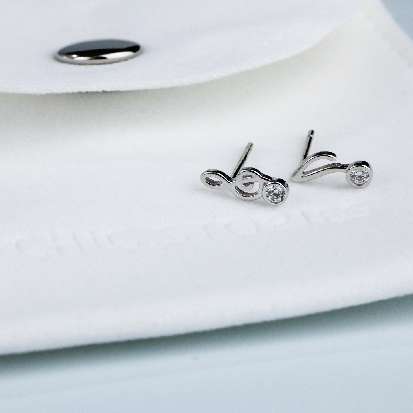 Crystal Detail Music Note Stud Earrings