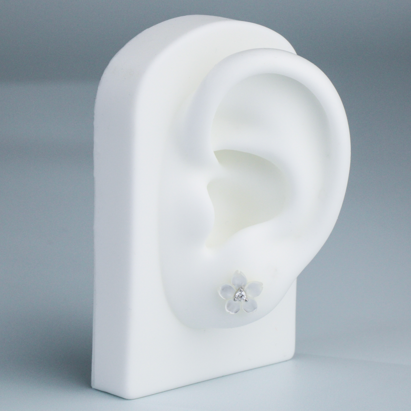 Mother of Pearl Effect Flower Stud Earrings