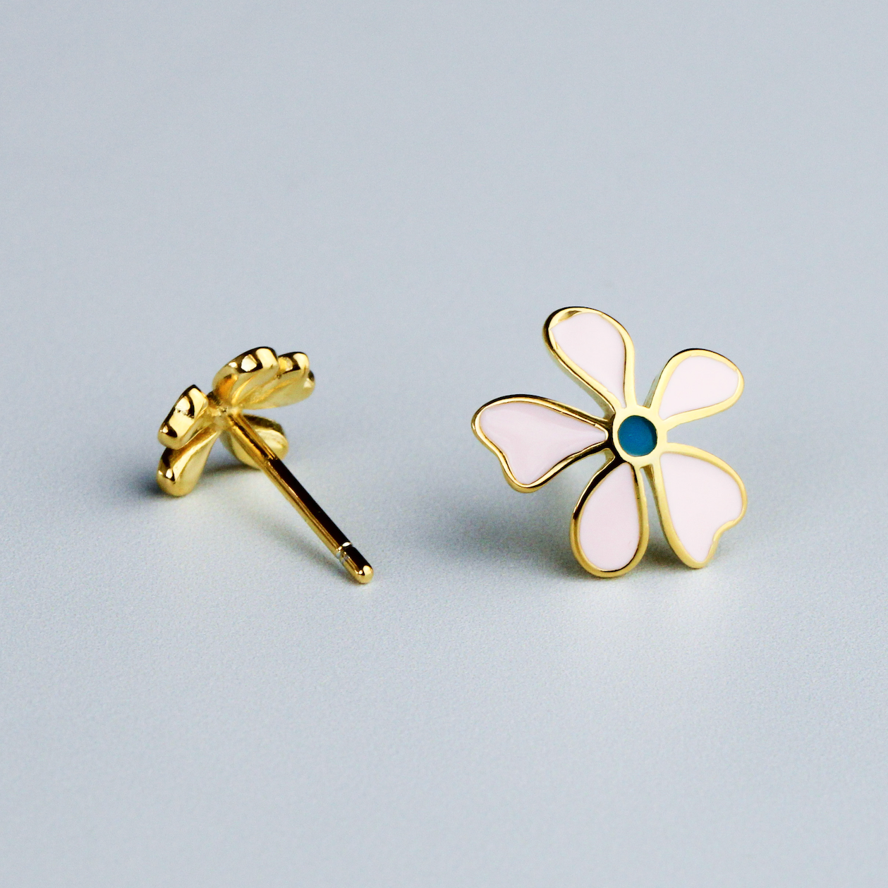 Asymmetrical Flower Stud Earrings