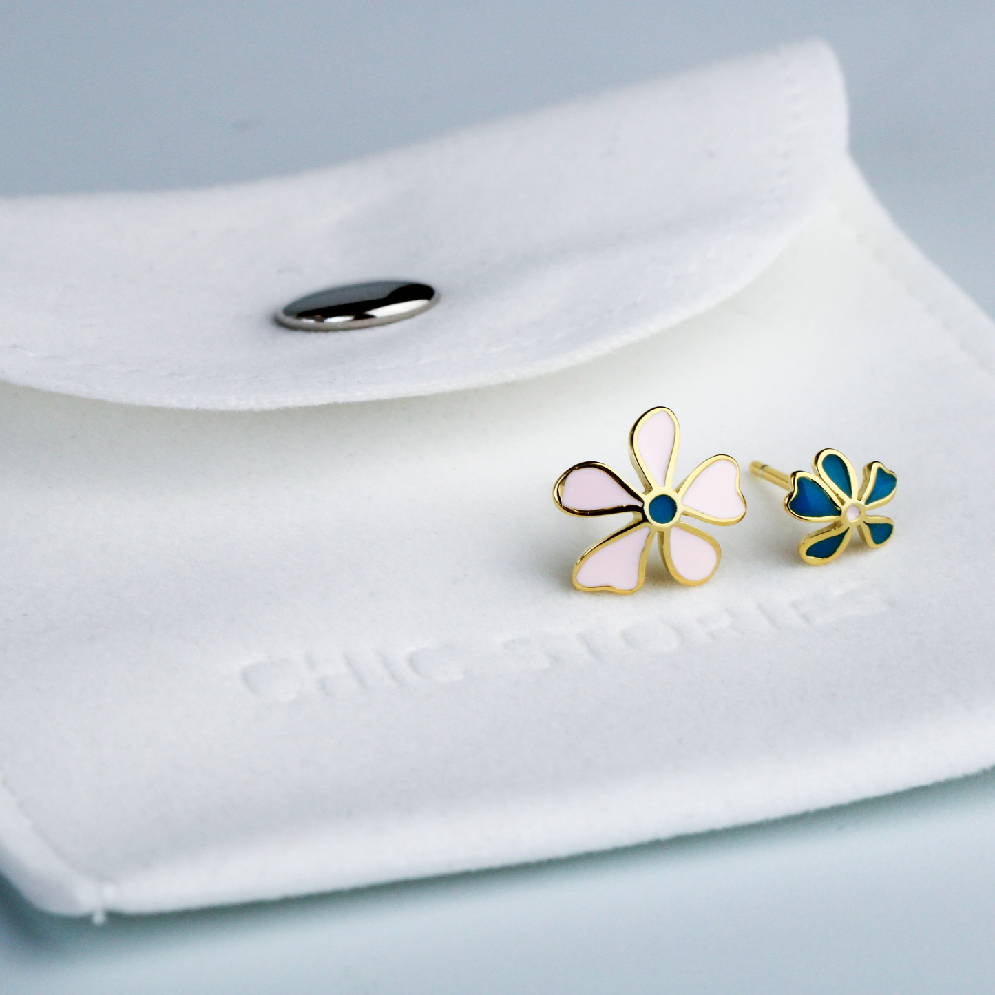 Asymmetrical Flower Stud Earrings