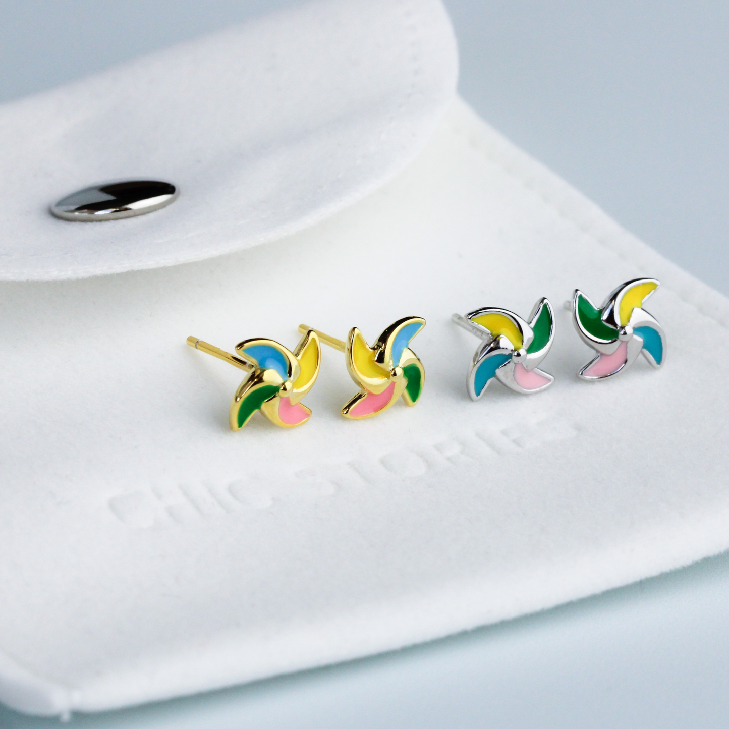 Colourful Pinwheel Stud Earrings
