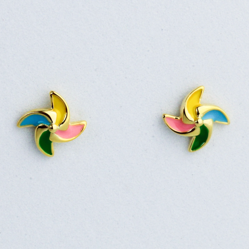Colourful Pinwheel Stud Earrings