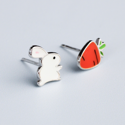 Bunny and Carrot Stud Earrings