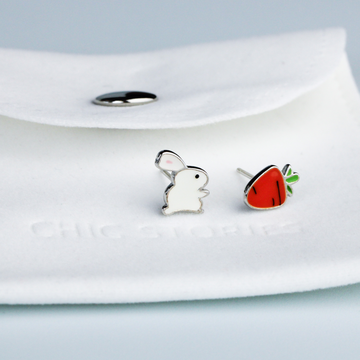 Bunny and Carrot Stud Earrings