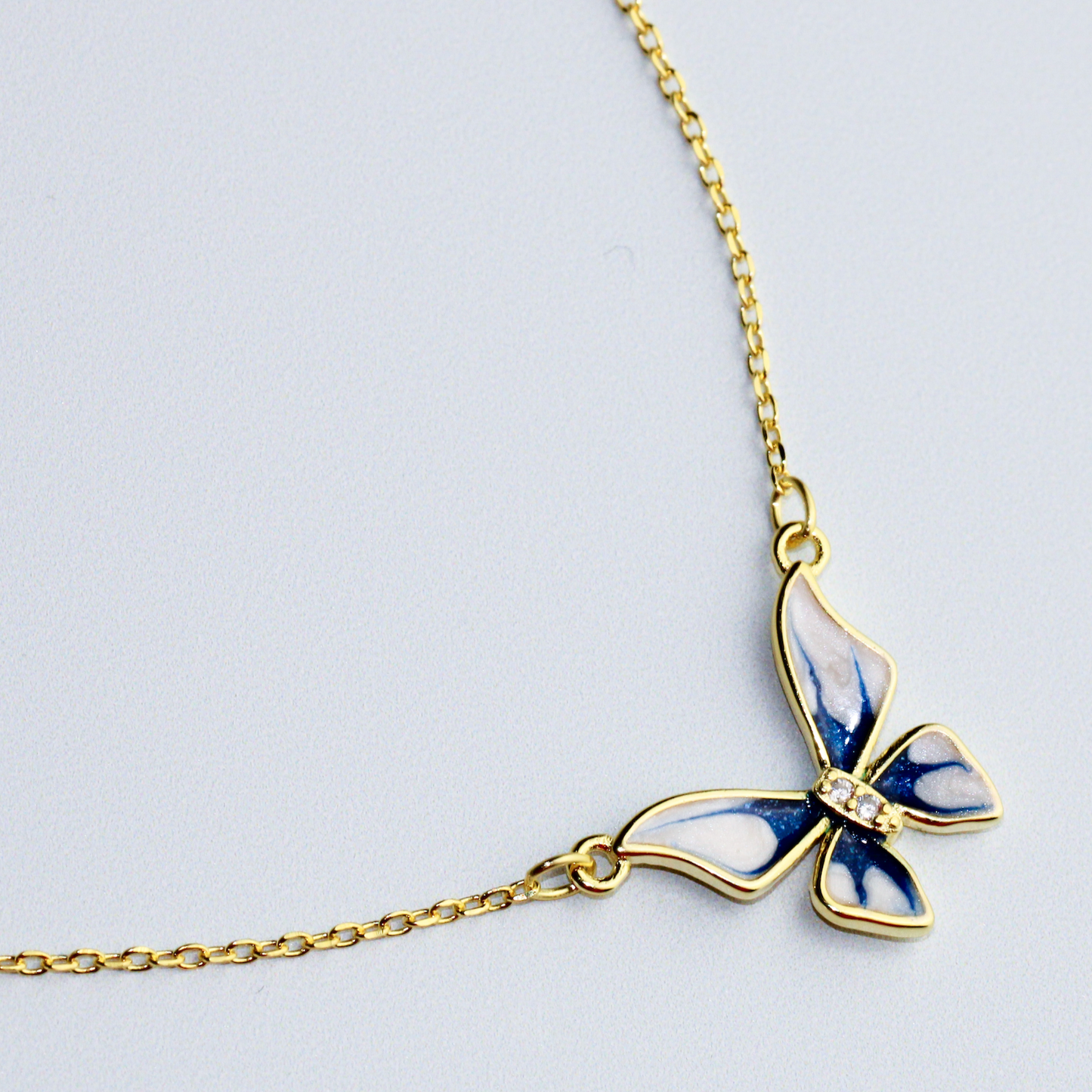 Lilac and Blue Butterfly Necklace