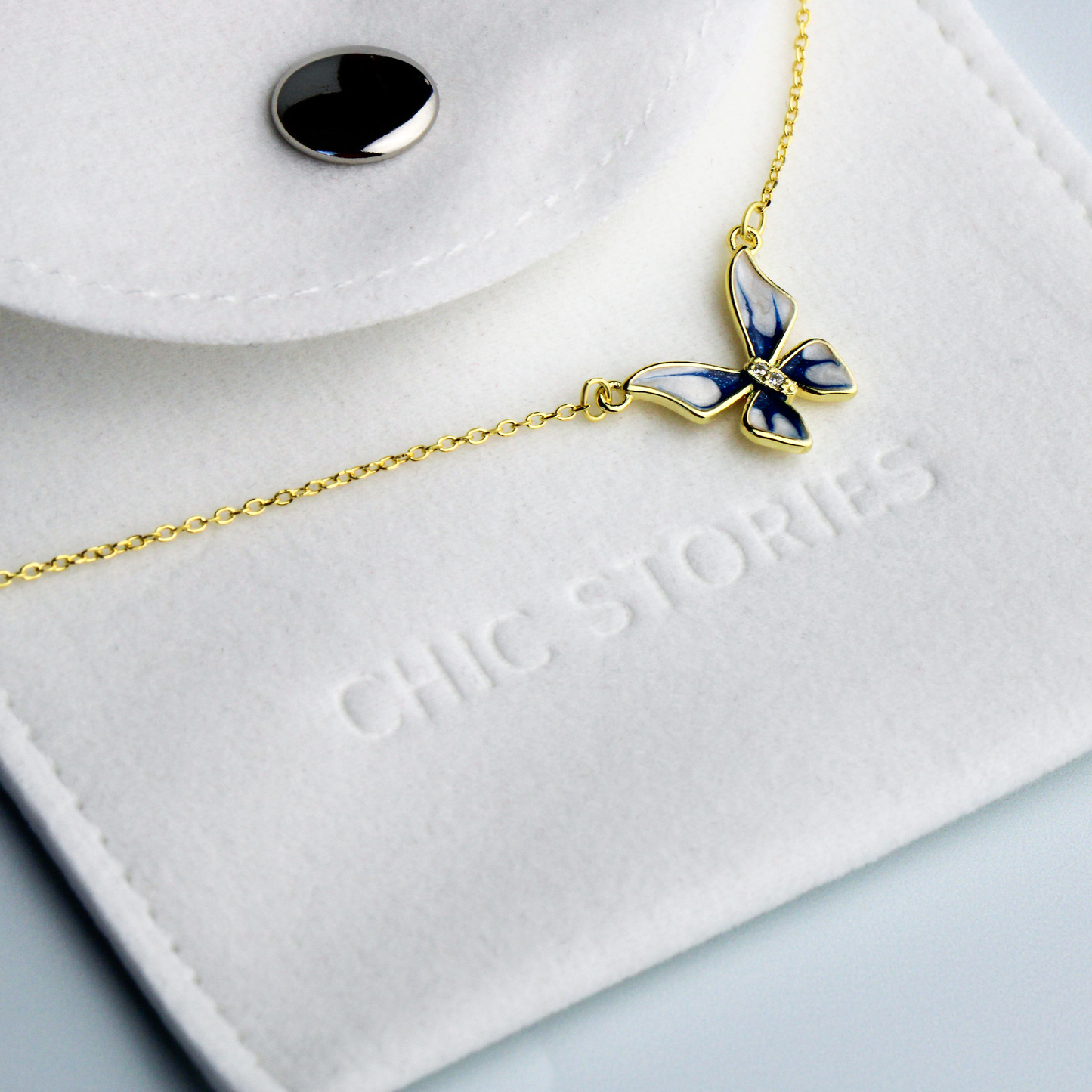 Lilac and Blue Butterfly Necklace