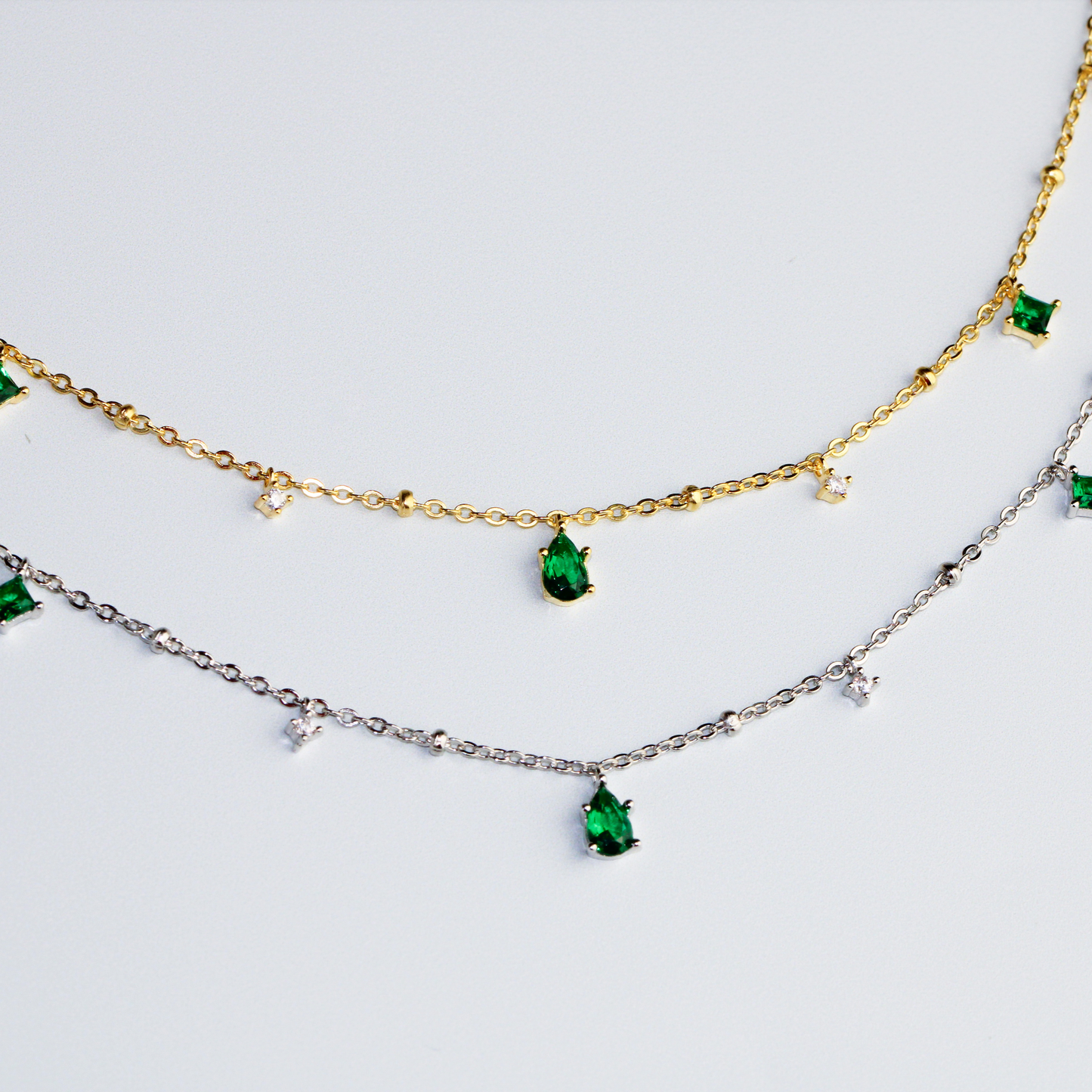 Green Crystal Chain Necklace
