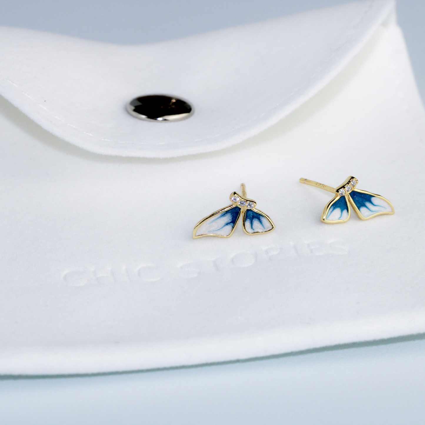 Crystal Detail Butterfly Wing Stud Earrings
