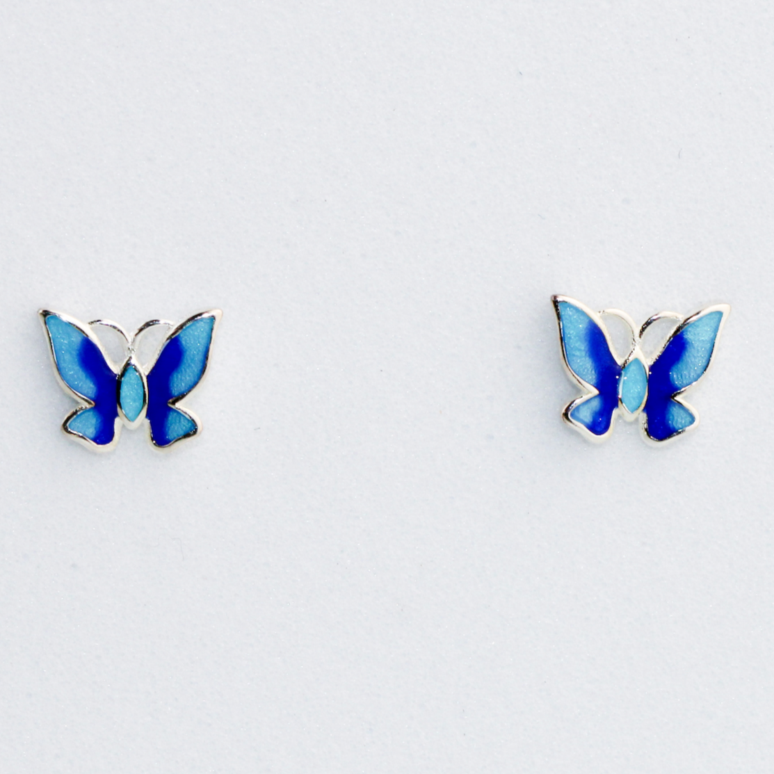 Blue Butterfly Screw Back Stud Earrings