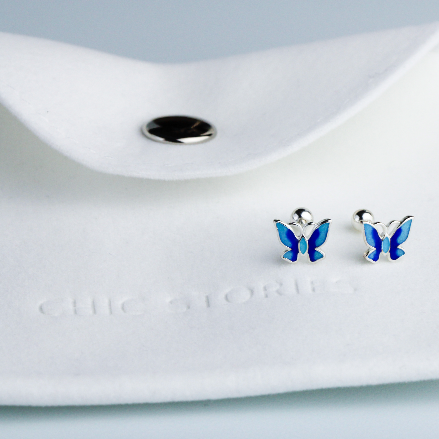 Blue Butterfly Screw Back Stud Earrings