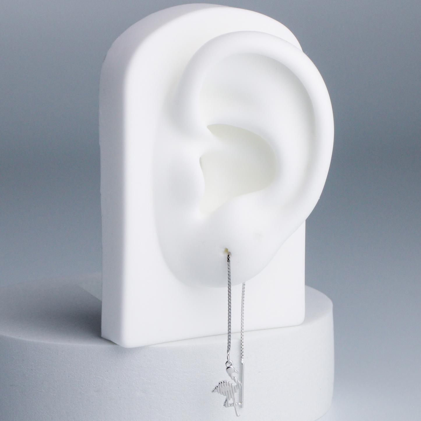 Sterling Silver Flamingo Threader Earrings
