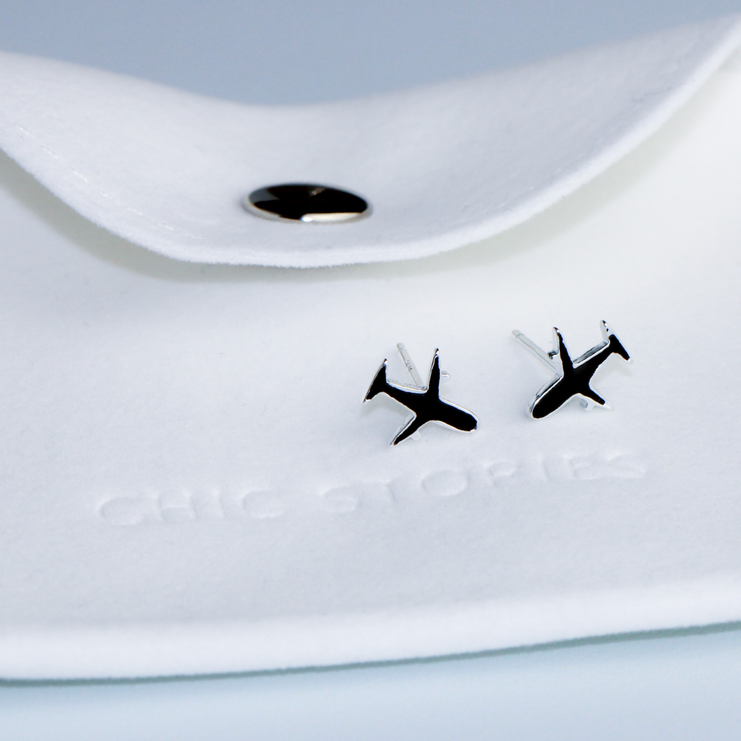 Black Plane Stud Earrings