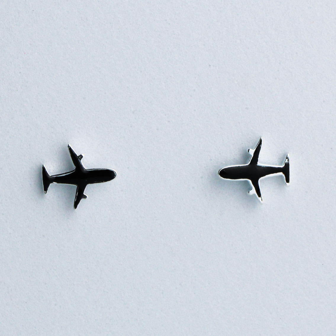 Black Plane Stud Earrings