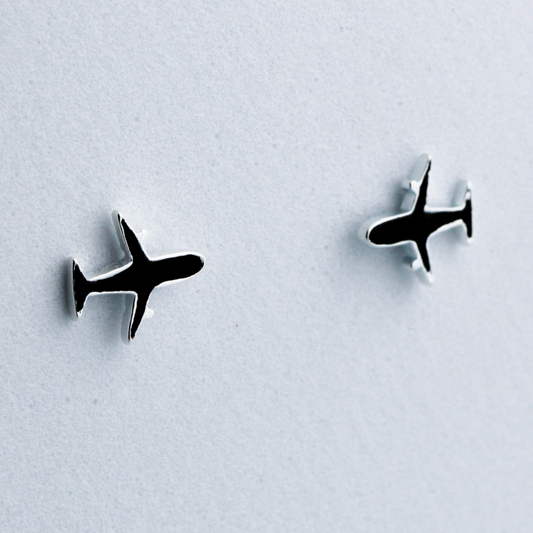 Black Plane Stud Earrings