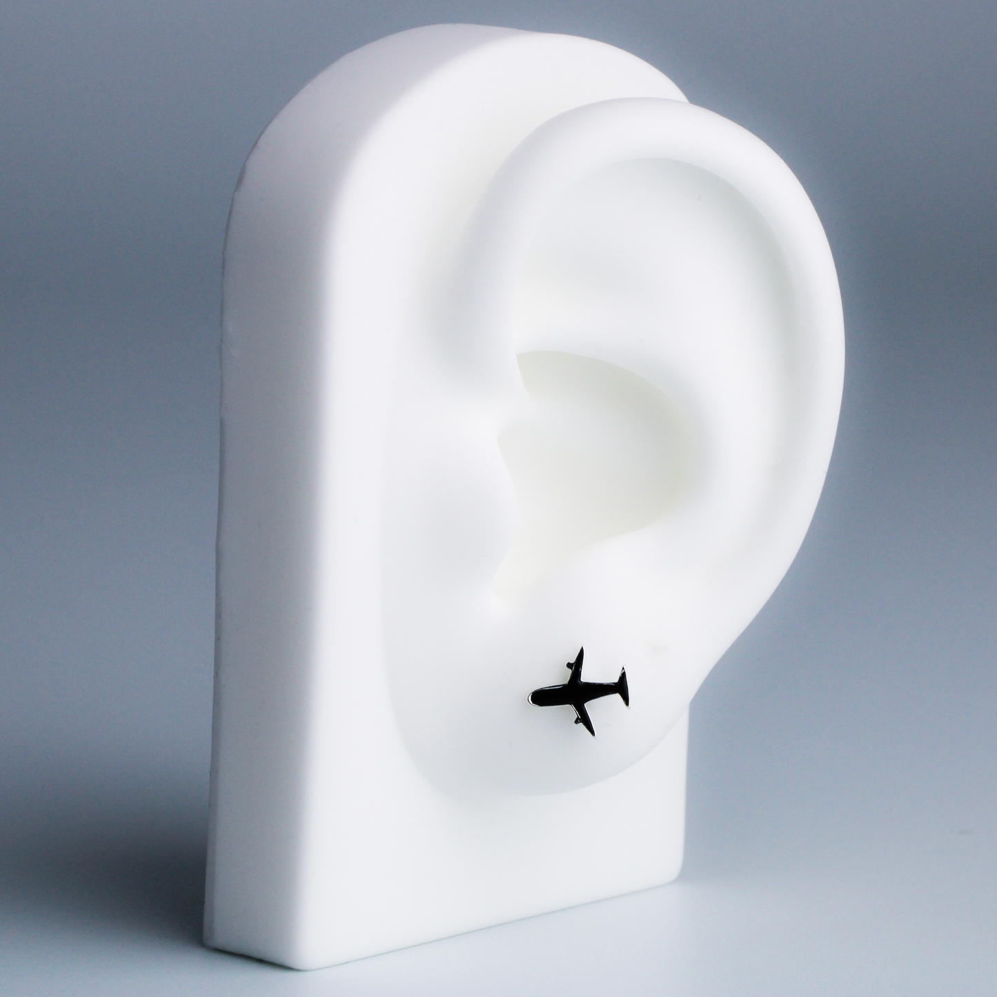 Black Plane Stud Earrings