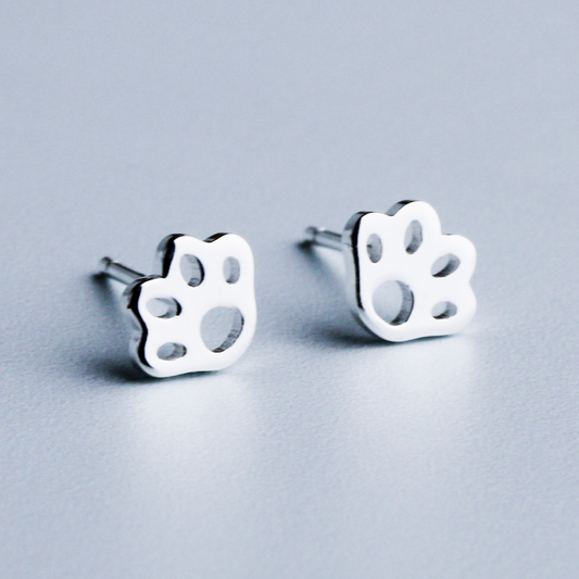 Tiny Paw Print Stud Earrings
