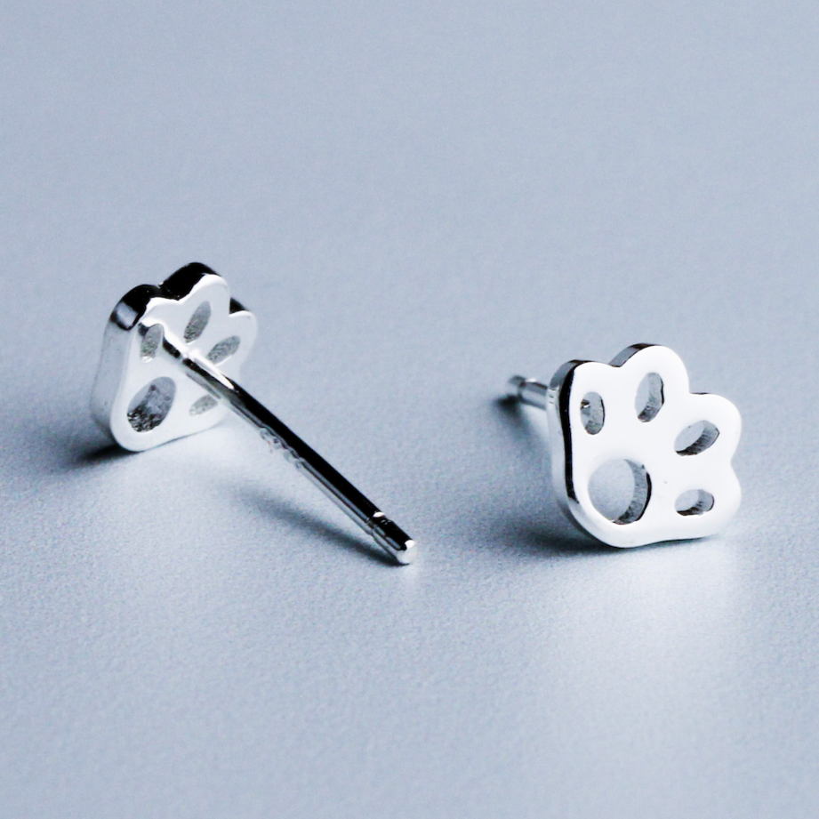 Tiny Paw Print Stud Earrings