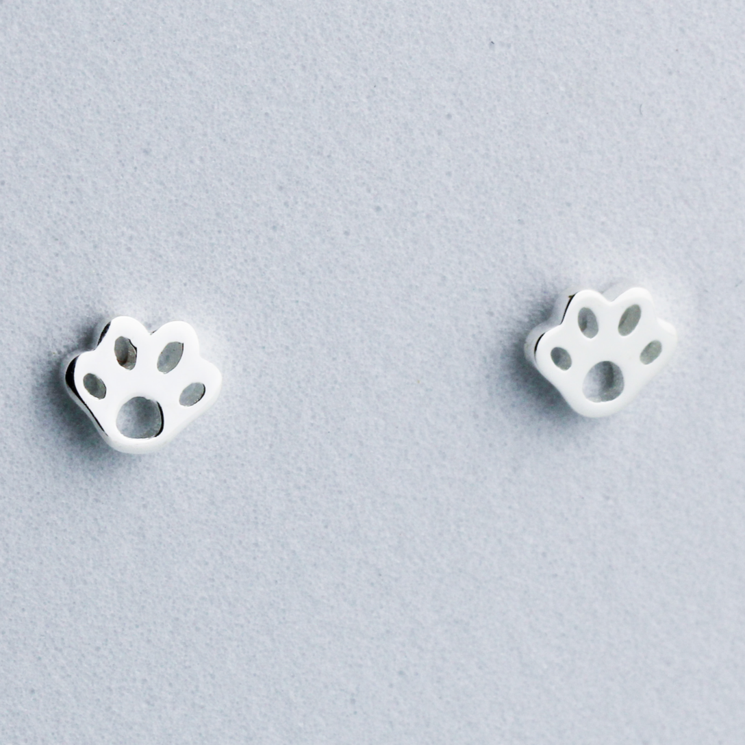 Tiny Paw Print Stud Earrings
