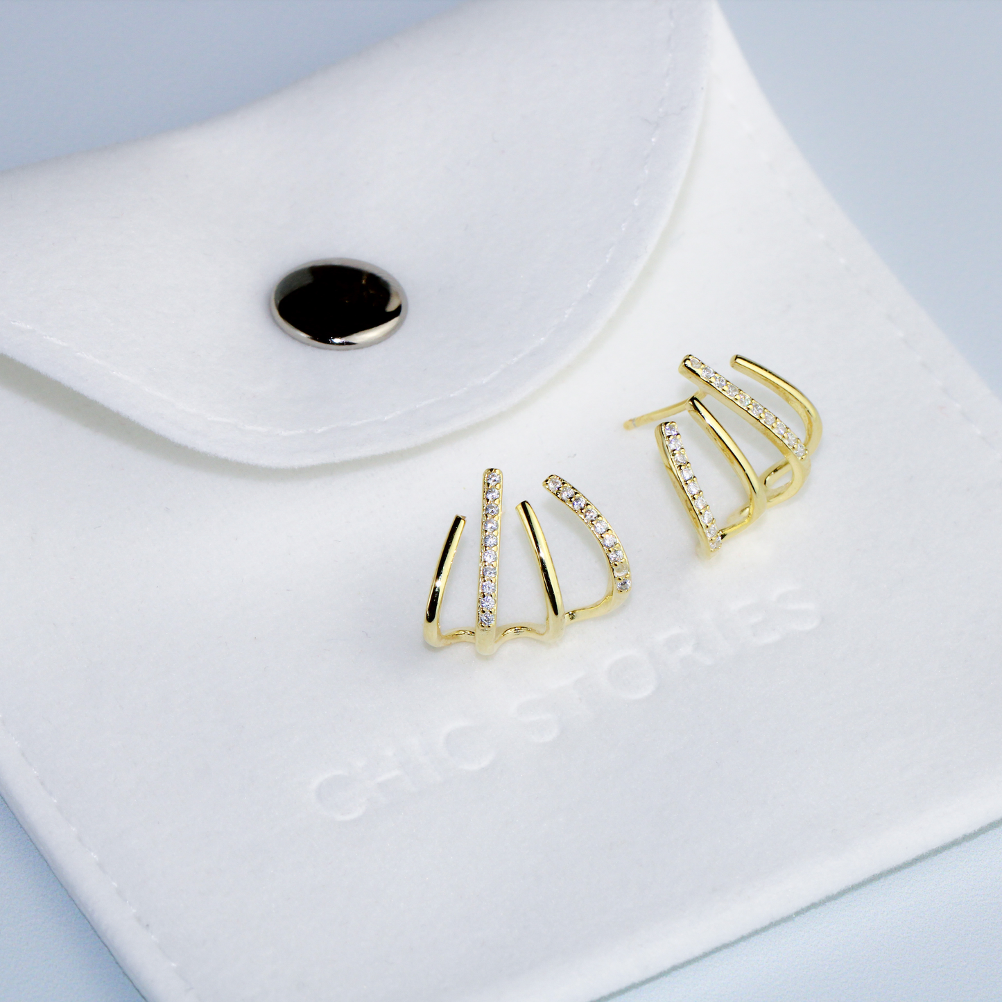 Sparkly Huggie Cuff Effect Stud Earrings