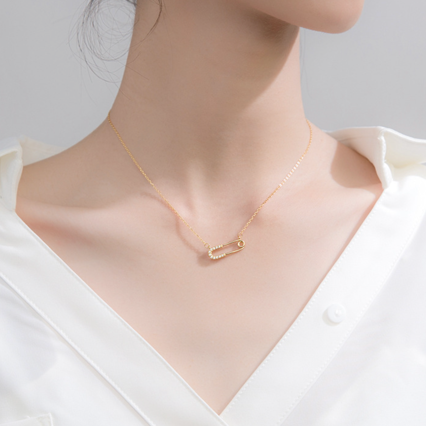 Safety Pin Pendant Necklace