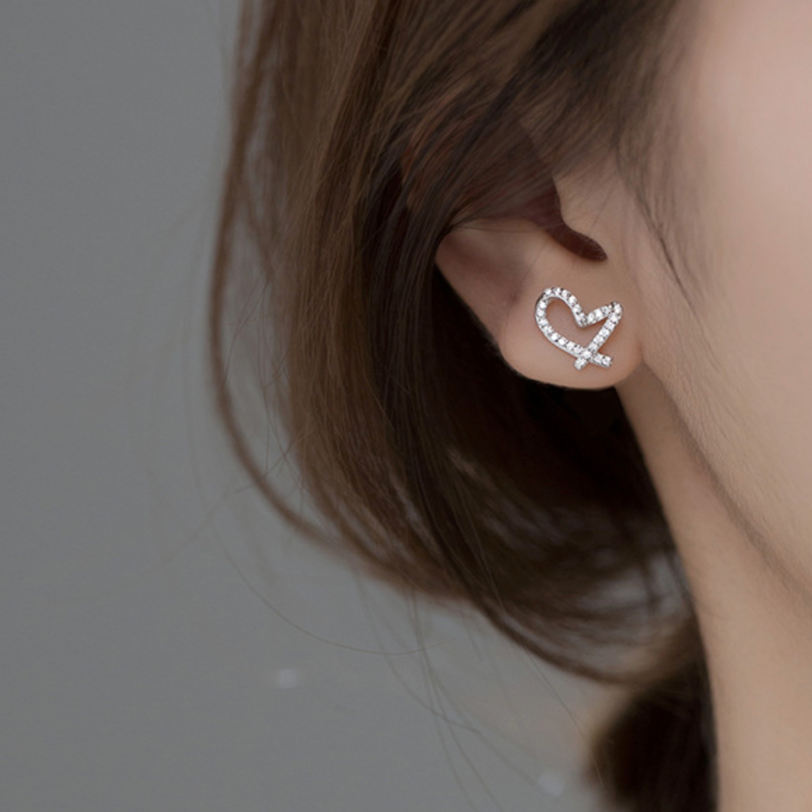Sparkly Heart Stud Earrings
