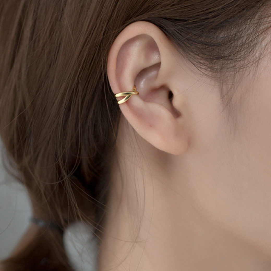 Gold Cross Over Ear Cuff