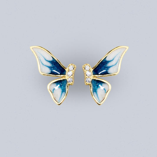 Crystal Detail Butterfly Wing Stud Earrings