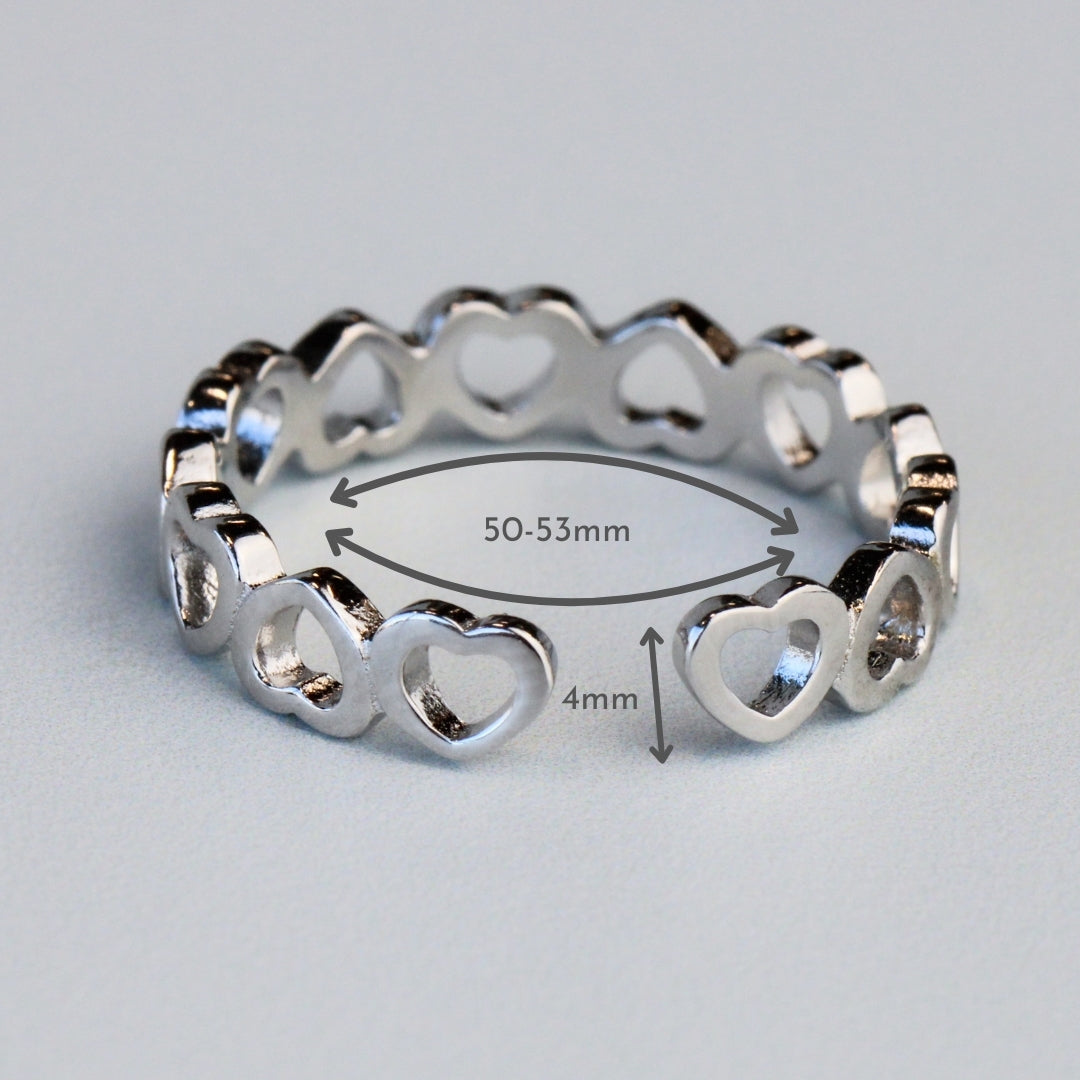 Adjustable Heart Link Ring